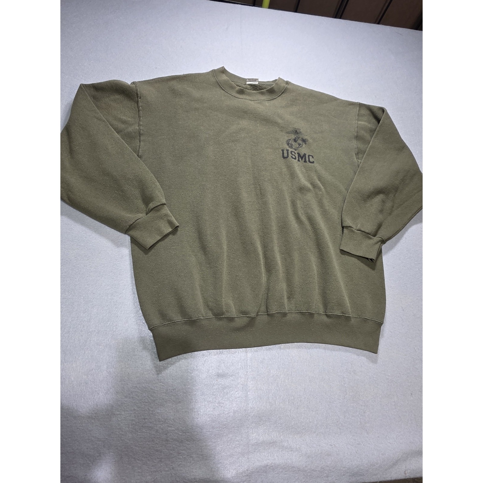 1990s Usmc Sweater Mens L Olive Green Pullover Sweatshirt Marines
